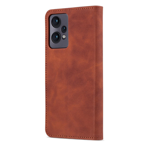 AZNS Skin Feel Calf Texture Flip Leatherette Phone Case for OPPO K10x 5G / Realme 9 Pro / Realme Q5 / OnePlus Nord CE 2 Lite 5G(Brown)