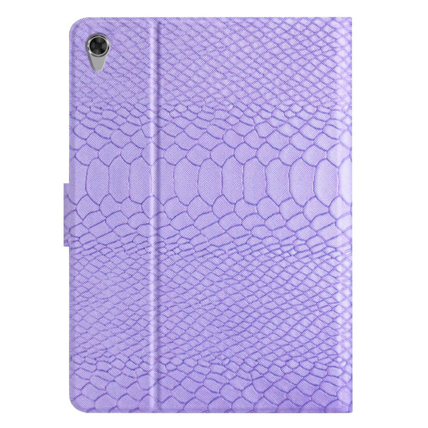 For Lenovo Tab M10 HD 2nd Gen Solid Color Crocodile Texture Leatherette Smart Tablet Case(Purple)