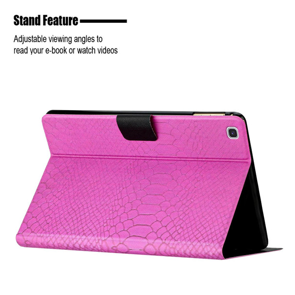 For Samsung Galaxy Tab A7 10.4 2020 Solid Color Crocodile Texture Leatherette Smart Tablet Case(Rose Red)