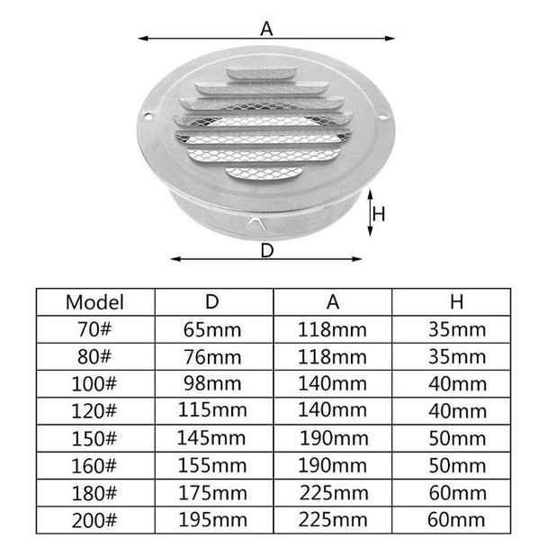 00mm External Wall Stainless Steel Flat Head Rain and Insect Proof Bird Hood