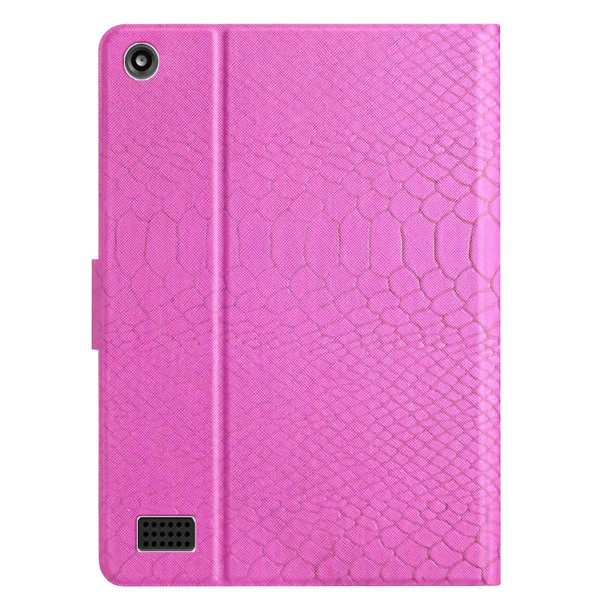 For Amazon Kindle Fire HD 7 2019/2017/2015 Solid Color Crocodile Texture Leatherette Tablet Case(Rose Red)