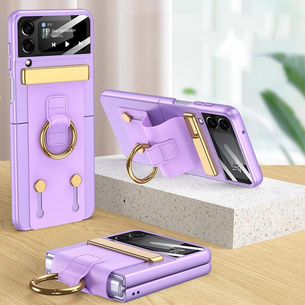 For Samsung Galaxy Z Flip3 5G GKK Ultrathin Shockproof Phone Case with Ring Holder / Wrist Strap(Purple)