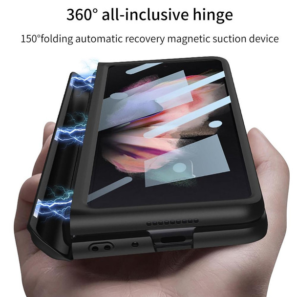 For Samsung Galaxy Z Fold3 5G GKK Full Coverage Magnetic Fold Hinge Shockproof Phone Case with Pen Slots(Black)