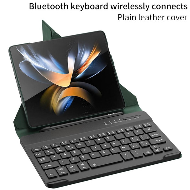 For Samsung Galaxy Z Fold3 5G GKK Magnetic Folding Bluetooth Keyboard Leatherette Case with Pen(Black)