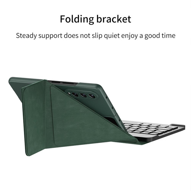 For Samsung Galaxy Z Fold3 5G GKK Magnetic Folding Bluetooth Keyboard Leatherette Case with Pen(Black)