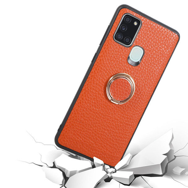For Samsung Galaxy A21S Litchi Texture Magnetic Shockproof Protective Phone Case(Orange)