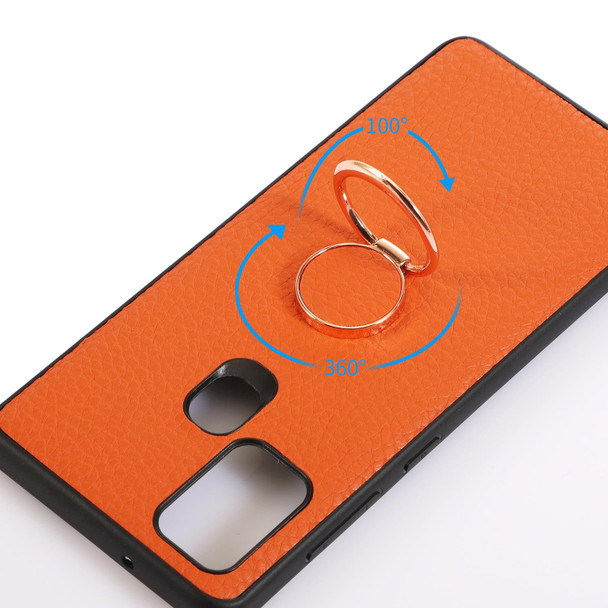 For Samsung Galaxy A21S Litchi Texture Magnetic Shockproof Protective Phone Case(Orange)