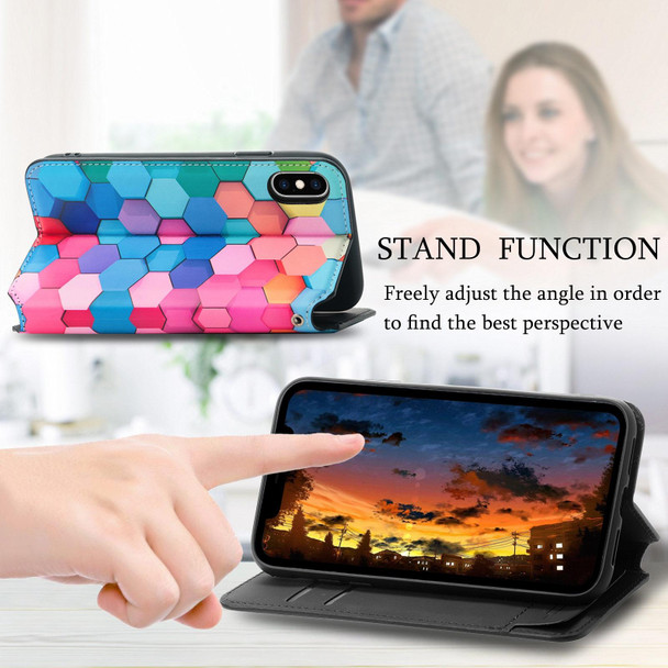 Colorful Magnetic Horizontal Flip PU Leatherette Case with Holder & Card Slot & Wallet - iPhone XR(Colorful Cube)