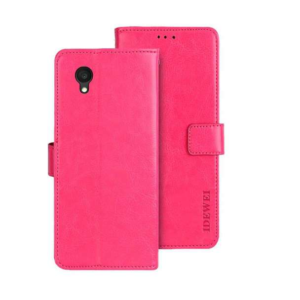 For Alcatel 1 Ultra idewei Crazy Horse Texture Leatherette Phone Case(Rose Red)