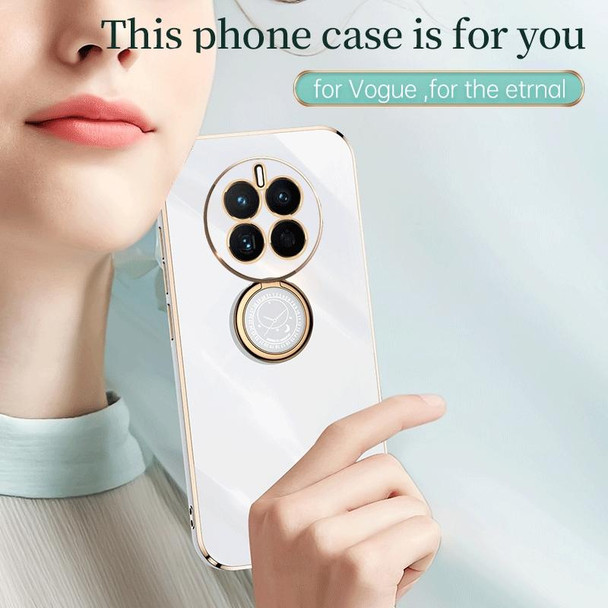 For Huawei nova 9z 5G XINLI Straight Edge 6D Electroplate TPU Phone Case with Ring Holder(White)