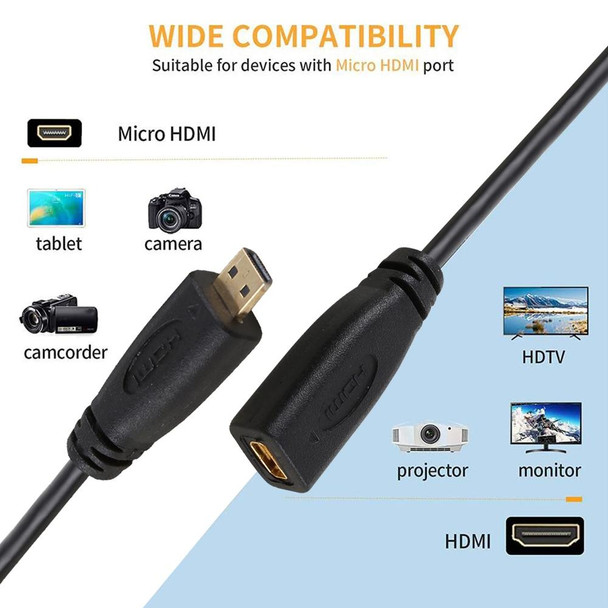 30cm 1080P Micro HDMI Female to Male Gold-plated Connector Adapter Cable
