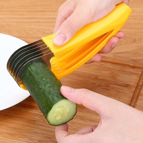 Kitchen Tool Banana Slicer Cutter Chopper for Fruit Salad(Yellow)