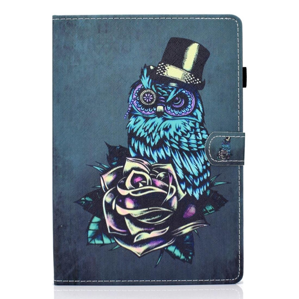 For Lenovo Tab M10 HD TB-X505F Colored Drawing Stitching Horizontal Flip Leatherette Case, with Holder & Card Slots & Sleep / Wake-up Function(Rose Owl)
