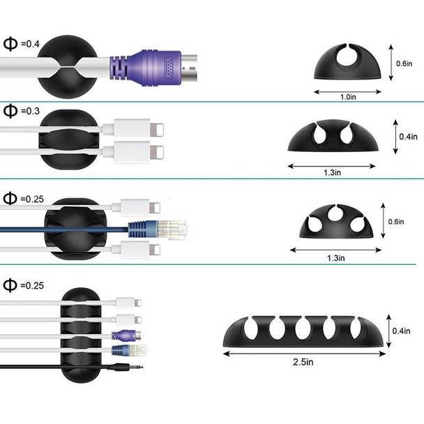 4pcs Zipper Ties Cord Management Organizer Kit Cable Sleeve With Zipper Cable Clip