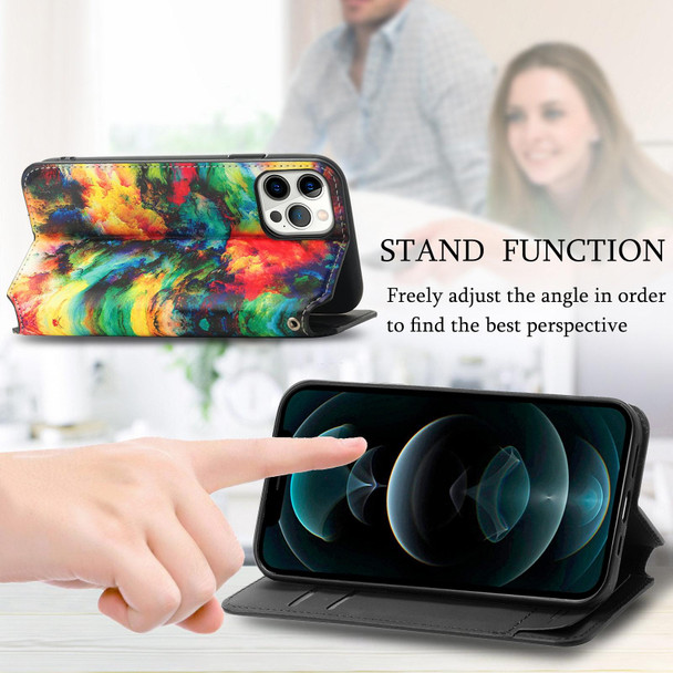 Colored Drawing Magnetic Horizontal Flip PU Leatherette Case with Holder & Card Slots & Wallet - iPhone 12 Pro Max(Color Cloud)