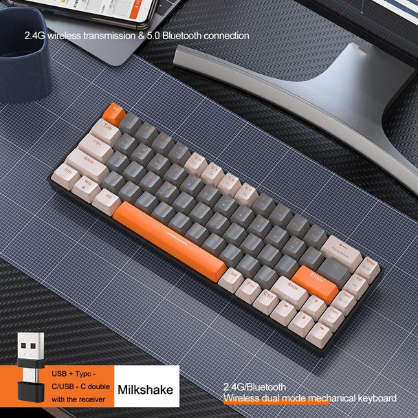 ZIYOU LANG K68 68 Keys Bluetooth Wireless Dual Model Mechanical Keyboard, Style: Green Shaft Version (Milkshake)