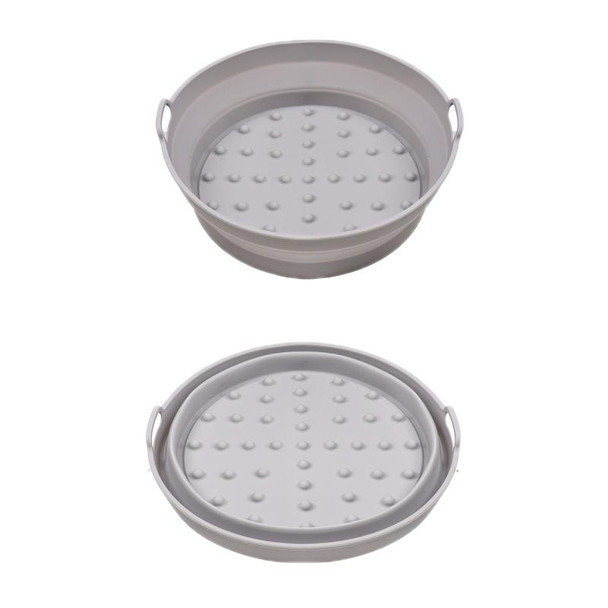 2pcs Air Fryer Grill Mat High Temperature Resistant Silicone Baking Tray, Specification: Large Round Gray