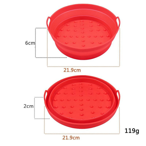 2pcs Air Fryer Grill Mat High Temperature Resistant Silicone Baking Tray, Specification: Large Round Red