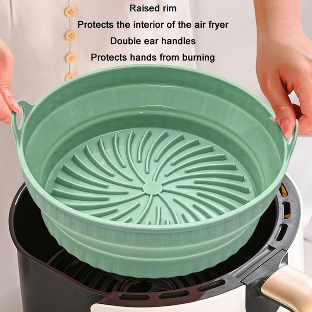 2pcs Air Fryer Grill Mat High Temperature Resistant Silicone Baking Tray, Specification: Round Green