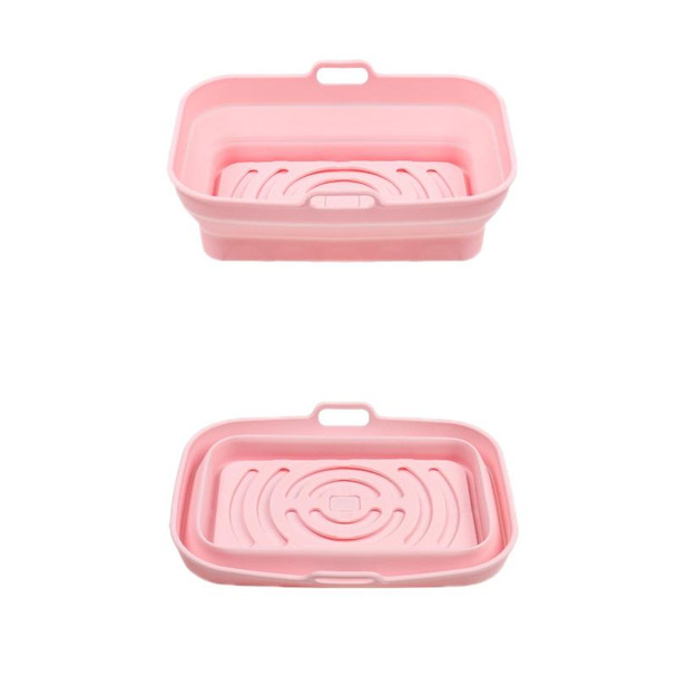 2pcs Air Fryer Grill Mat High Temperature Resistant Silicone Baking Tray, Specification: Rectangular Pink