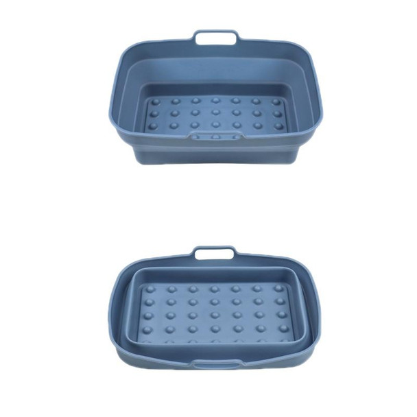2pcs Air Fryer Grill Mat High Temperature Resistant Silicone Baking Tray, Specification: Rectangular Dot Dark Blue