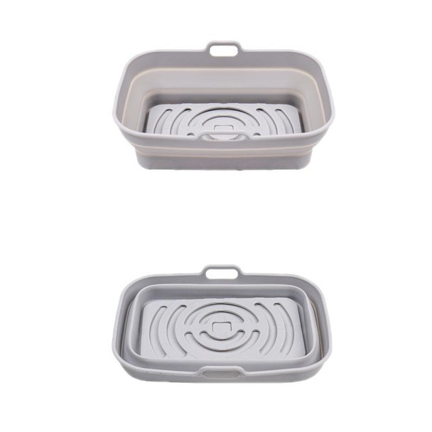 2pcs Air Fryer Grill Mat High Temperature Resistant Silicone Baking Tray, Specification: Rectangular Gray