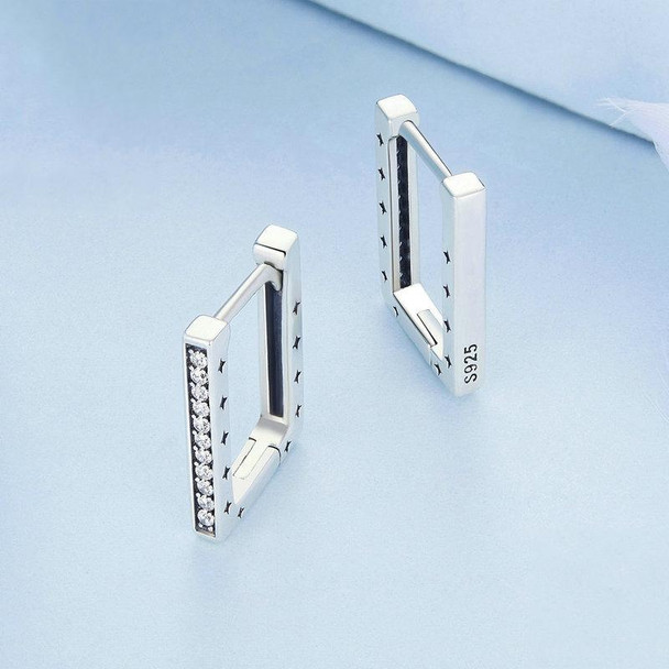 BSE739 Sterling Silver Geometric Minimalist Rectangular Earrings