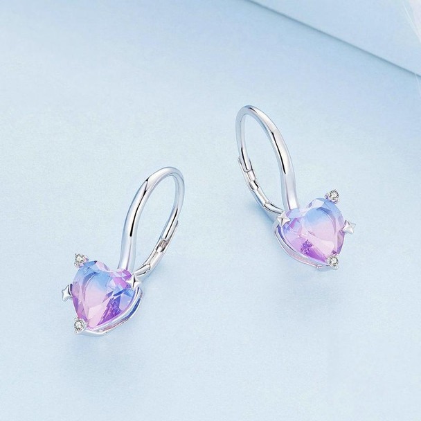 BSE743 Sterling Silver S925 White Gold Plated Zirconia Illusion Heart Earrings