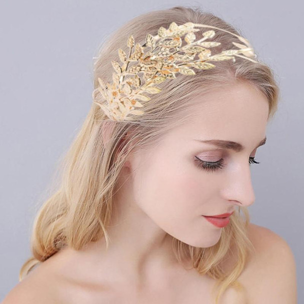 2pcs Metallic Leaves Branch Crown Hair Band Wedding Tiara Hair Accessories(Silver)