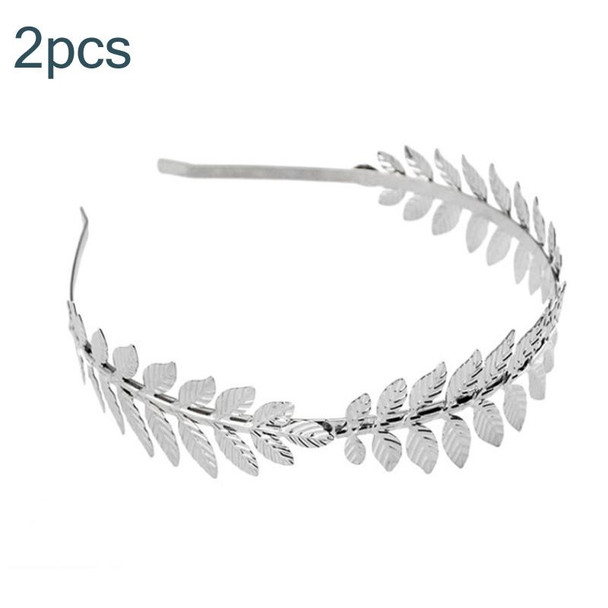 2pcs Tree Leaves Hair Band Headband Bridal Headdress Hair Accessories(Silver)