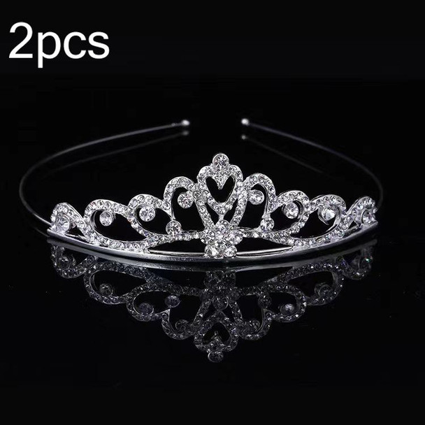 2pcs Little Girl Crown Hair Band Alloy Hair Ornaments Rhinestone Headdress(Model I)