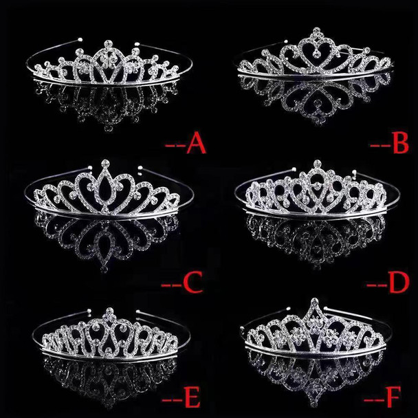 2pcs Little Girl Crown Hair Band Alloy Hair Ornaments Rhinestone Headdress(Model F)