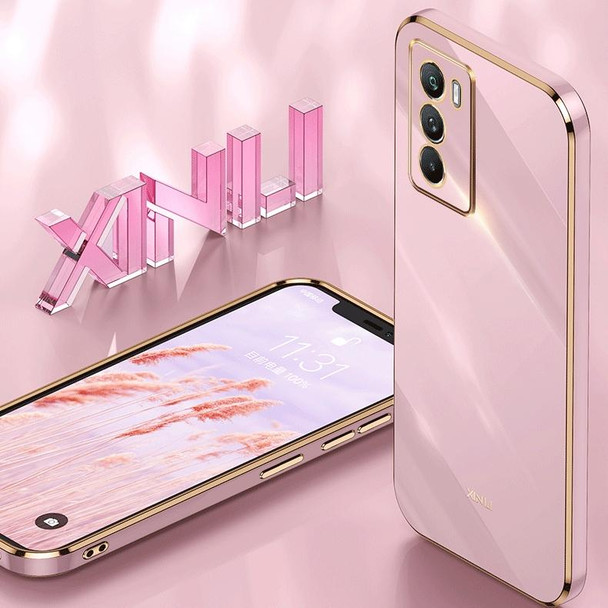 For vivo V25 XINLI Straight 6D Plating Gold Edge TPU Phone Case(Mint Green)