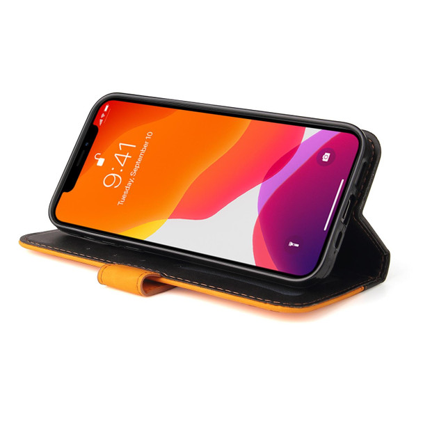 Business Stitching-Color Horizontal Flip PU Leatherette Case with Holder & Card Slots & Photo Frame - iPhone 13 (Orange)