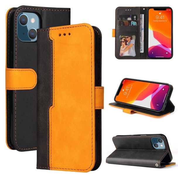 Business Stitching-Color Horizontal Flip PU Leatherette Case with Holder & Card Slots & Photo Frame - iPhone 13 mini(Orange)