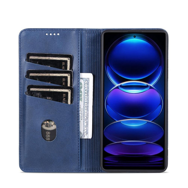 For Xiaomi Redmi Note 12 Pro 5G China / Note 12 Pro 5G+ China AZNS Magnetic Calf Texture Flip Leather Phone Case(Dark Blue)