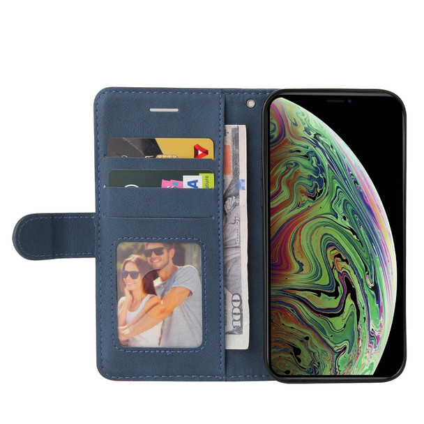 Dual-color Splicing Horizontal Flip PU Leatherette Case with Holder & Card Slots & Wallet - iPhone XS Max(Blue)