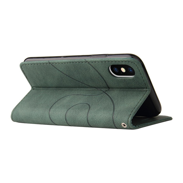 Dual-color Splicing Horizontal Flip PU Leatherette Case with Holder & Card Slots & Wallet - iPhone X / XS(Green)