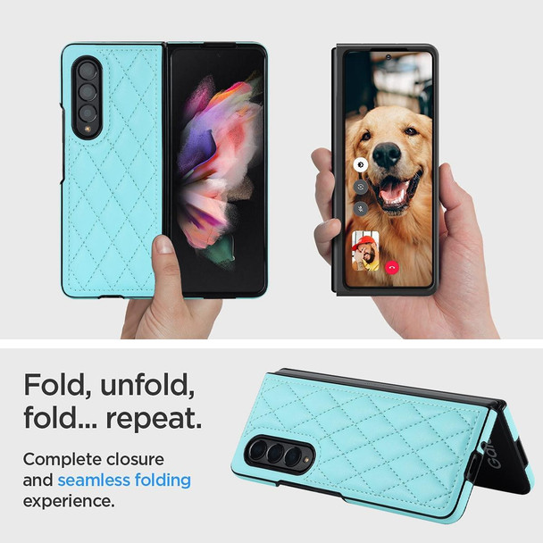 For Samsung Galaxy Z Fold3 Rhombic Microfiber Folding Phone Case(Blue)