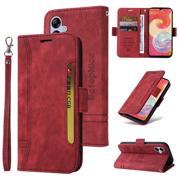For Samsung Galaxy A04e BETOPNICE Dual-side Buckle Leatherette Phone Case(Red)