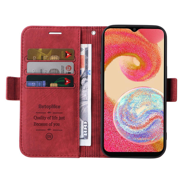 For Samsung Galaxy A04e BETOPNICE Dual-side Buckle Leatherette Phone Case(Red)