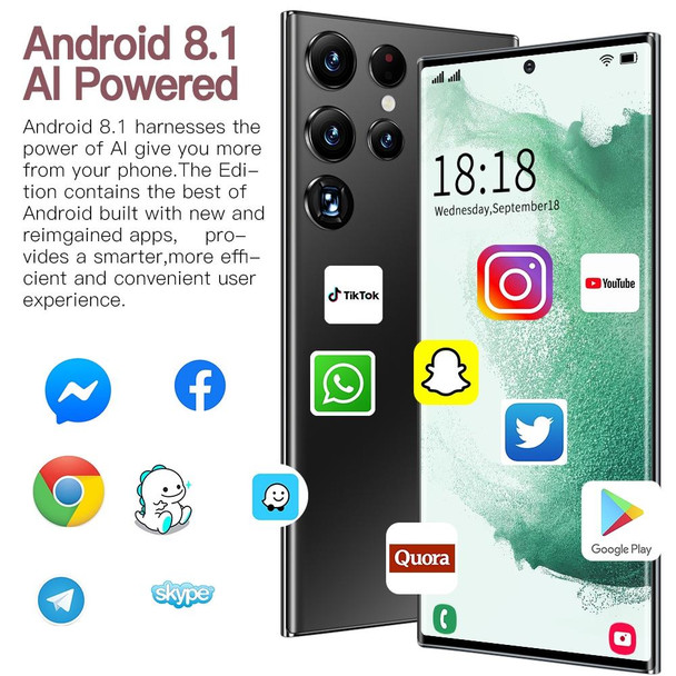 S22Ultra 5G D12332, 2GB+16GB, 6.7 inch Screen, Face Identification, Android 8.1 MTK6753 Octa Core, Network: 4G(White)