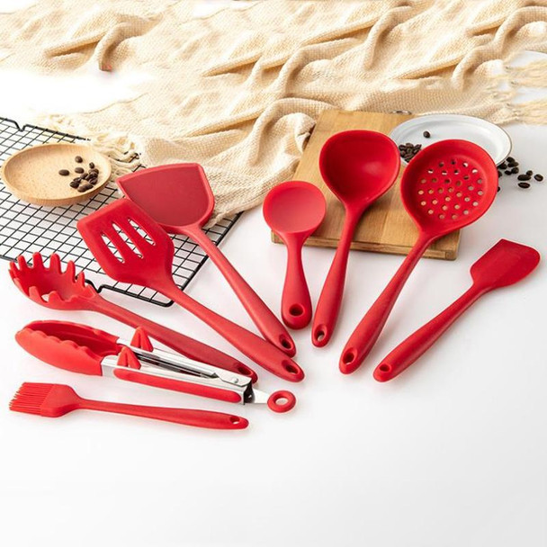 2pcs Non-stick High Temperature Resistant Silicone Cookware, Style: Rice Spoon(Red)
