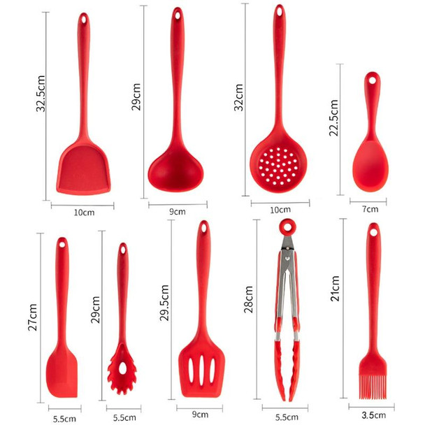 2pcs Non-stick High Temperature Resistant Silicone Cookware, Style: Leak Spoon(Red)