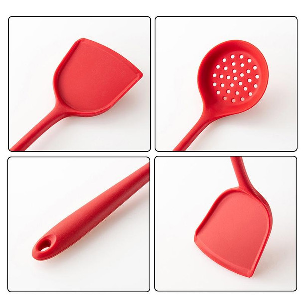 2pcs Non-stick High Temperature Resistant Silicone Cookware, Style: Leak Spoon(Red)