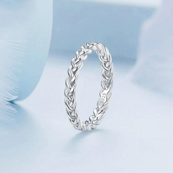 BSR311 Sterling Silver S925 Geometric Twist White Gold Plated Ring(No.7)