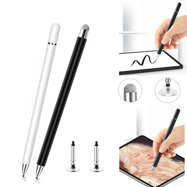 AT-30 2-in-1 Silicone Sucker + Conductive Cloth Head Handwriting Touch Screen Pen Mobile Phone Passive Capacitive Pen with 1 Pen Head(White)