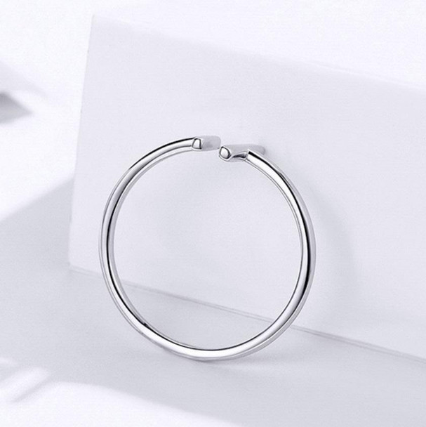 S925 Sterling Silver Ring Parallel Line Open Ring Fashion Platinum Plated Ring
