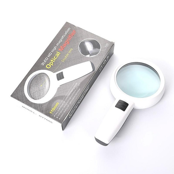 Handheld High-definition Lens with LED Light Reading and Maintenance Magnifying Glass for the Elderly, Style:95mm 10 Times