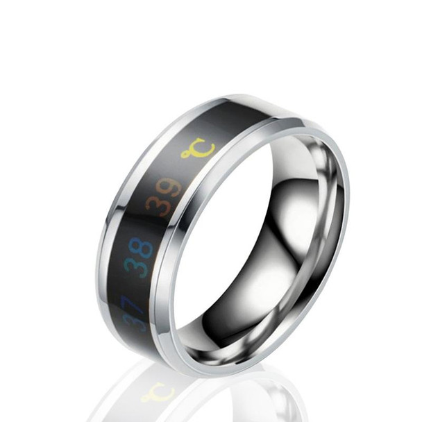 6 PCS Smart Temperature Ring Stainless Steel Personalized Temperature Display Couple Ring, Size: 13(White)